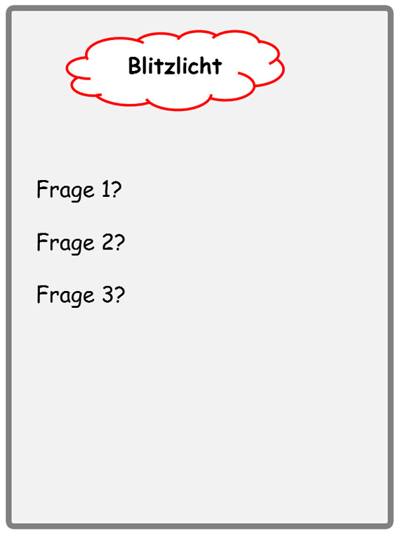 Bild 3: Beispielplakat (Flip Chart) für ein  Blitzlicht