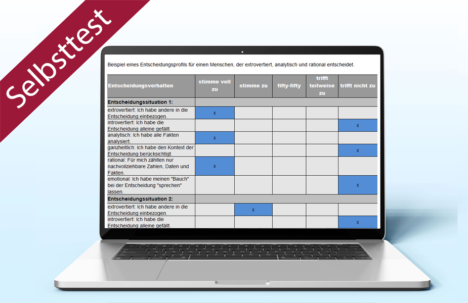 Entscheidungstypanalyse | Selbsttest Excel