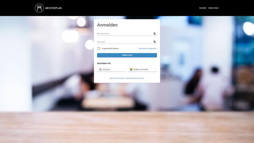 Schneller Login über Benutzername/Passwort oder SAML in Meisterplan